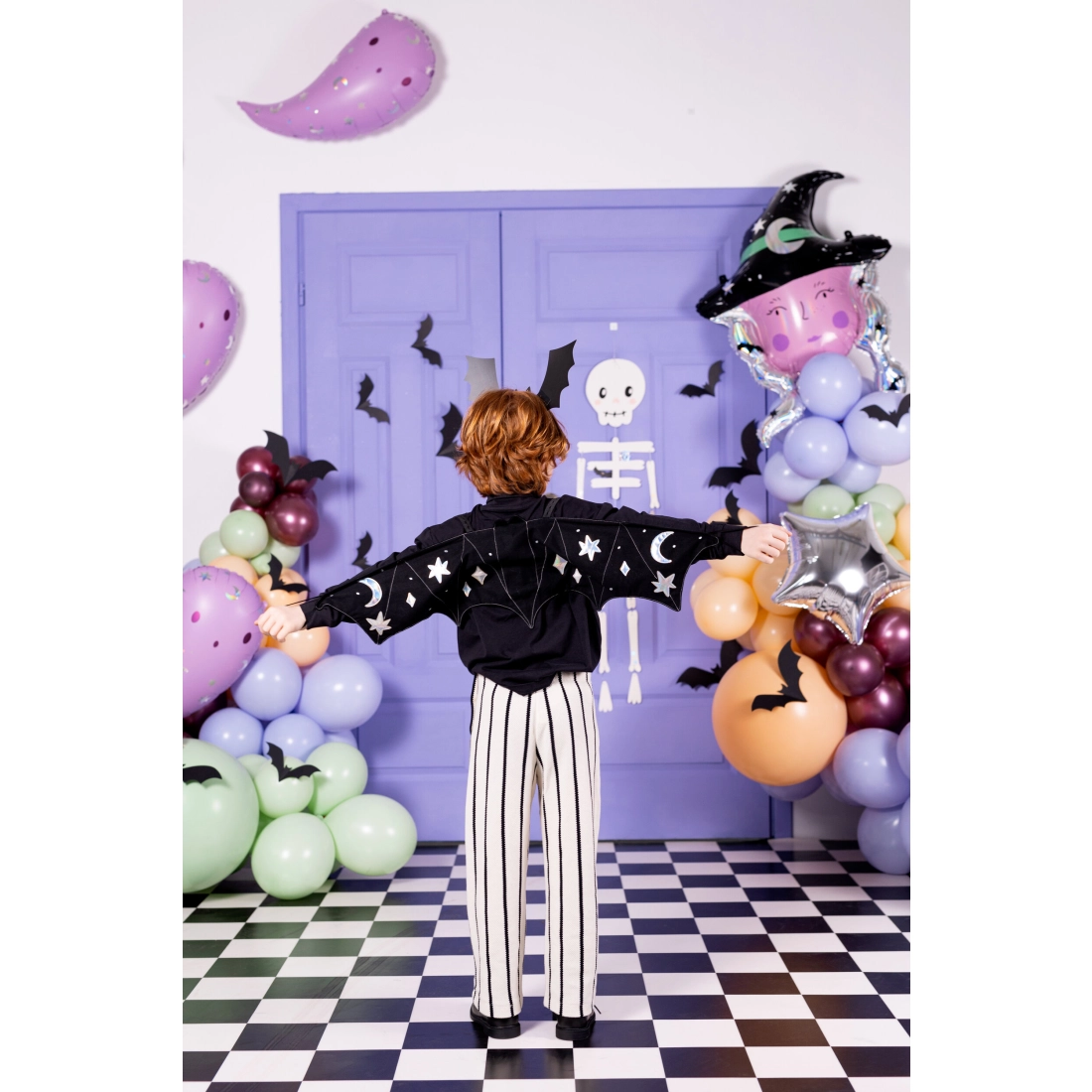 Ali da pipistrello per bambini con stelle e luna, nere, 3-7 anni