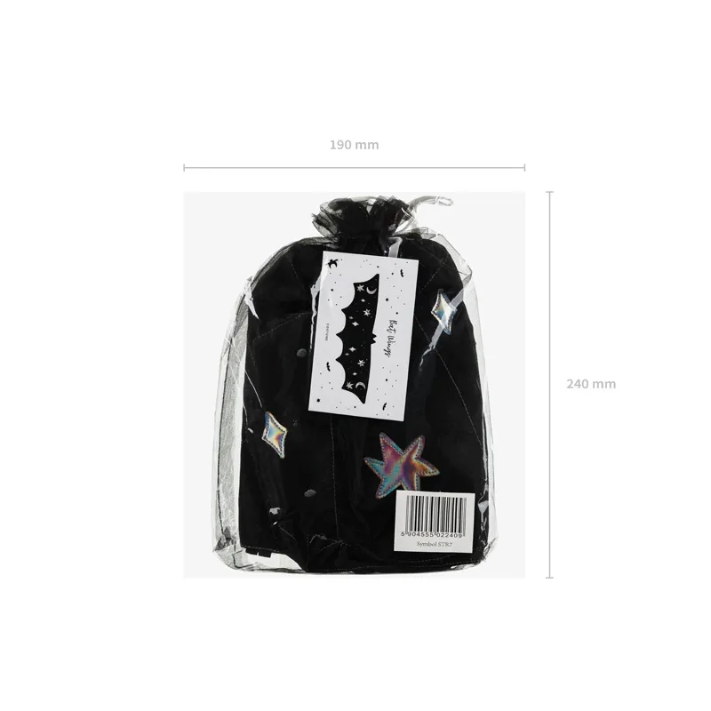 Ali da pipistrello per bambini con stelle e luna, nere, 3-7 anni