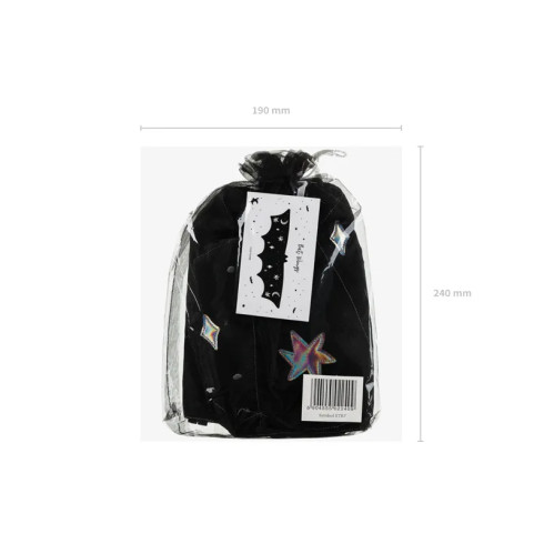 Otroška netopirja krila z zvezdami in luno, črna, 3–7 let