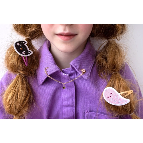 Agrafe de păr pentru copii de Halloween – dovleac, pisică, fantomă, 3 buc.