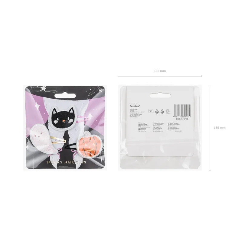 Gyerek hajcsatok Halloween – tök, cica, szellem, 3 db