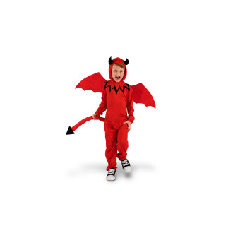 Otroški hudičev kostum s krili, rdeč, velikost 116–128