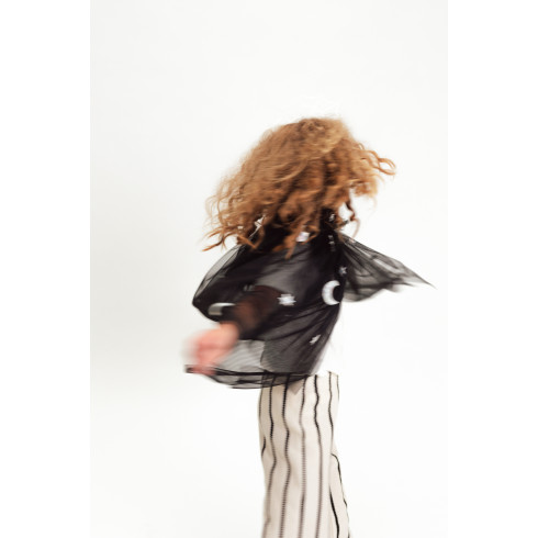 Otroški črn plašč z zvezdami in luno za pust 3–7 let