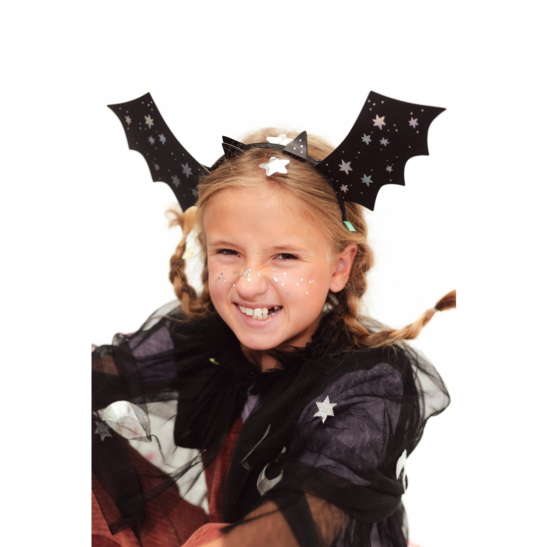 Dětský černý plášť s hvězdami a měsíci, 3–7 let, karneval