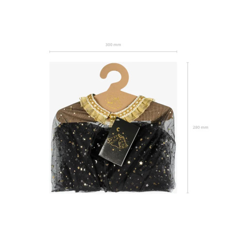 Otroški črn plašč s zvezdami in zlatim robom za deklice 3–7 let