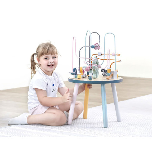 Detský drevený edukačný stolík s aktivitami Viga