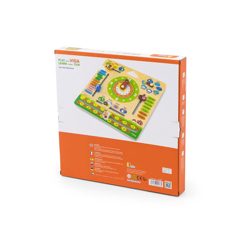 Dětský dřevěný kalendář s hodinami Viga