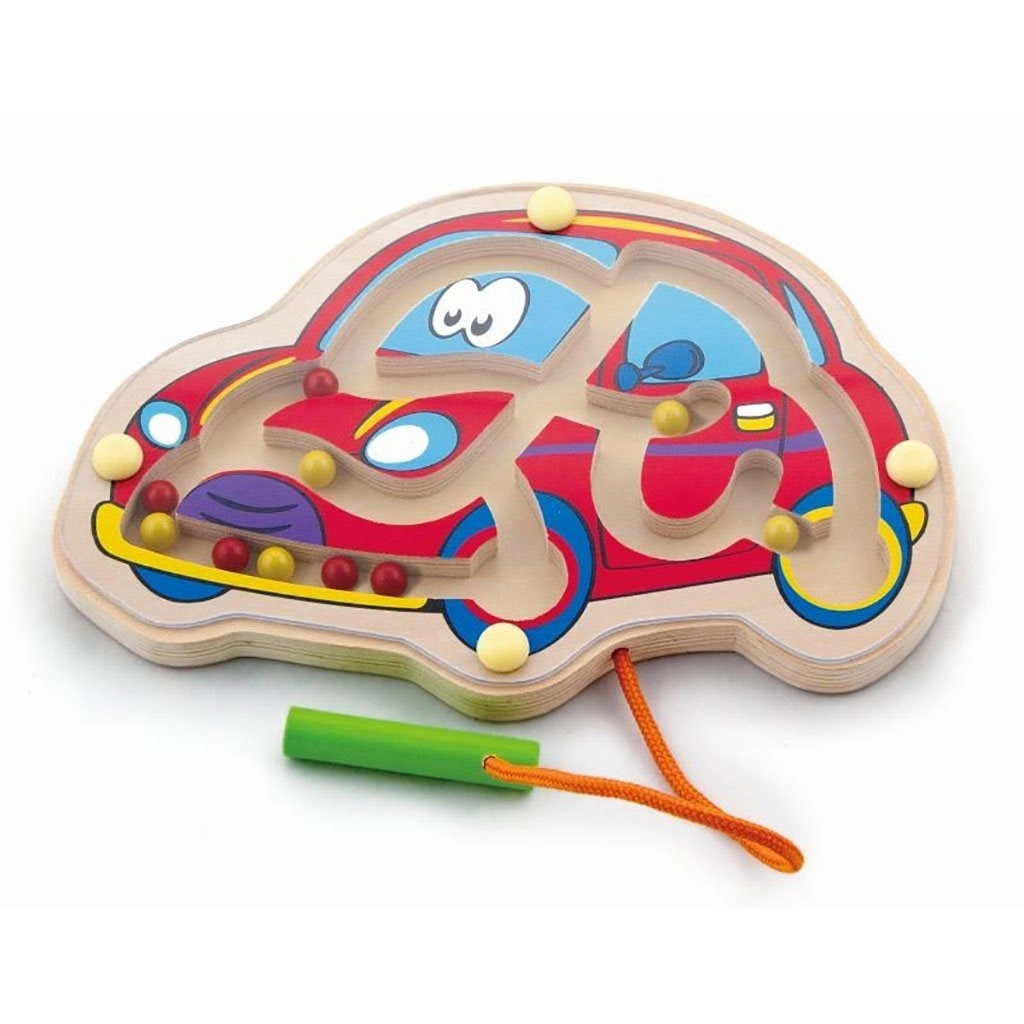 Detský drevený magnetický labyrint Viga auto