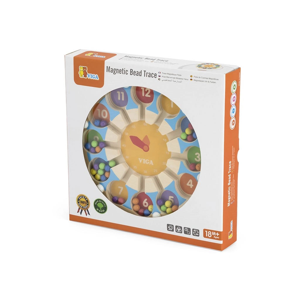 Detský drevený magnetický labyrint Viga Hodiny