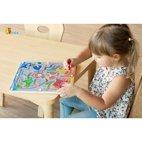 Detský drevený magnetický labyrint Viga Morský svet
