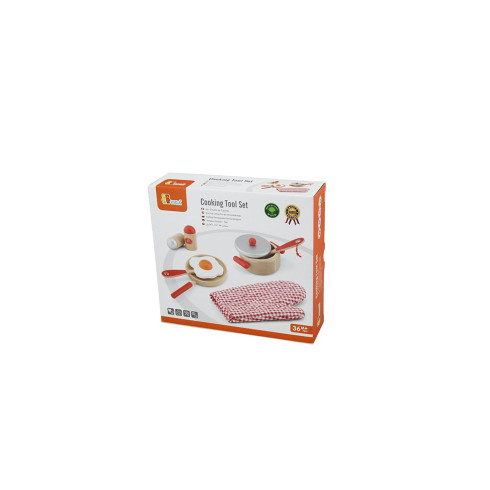 Detský drevený raňajkový set Viga červený