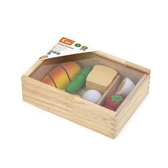 Detský drevený set na krájanie raňajky Viga