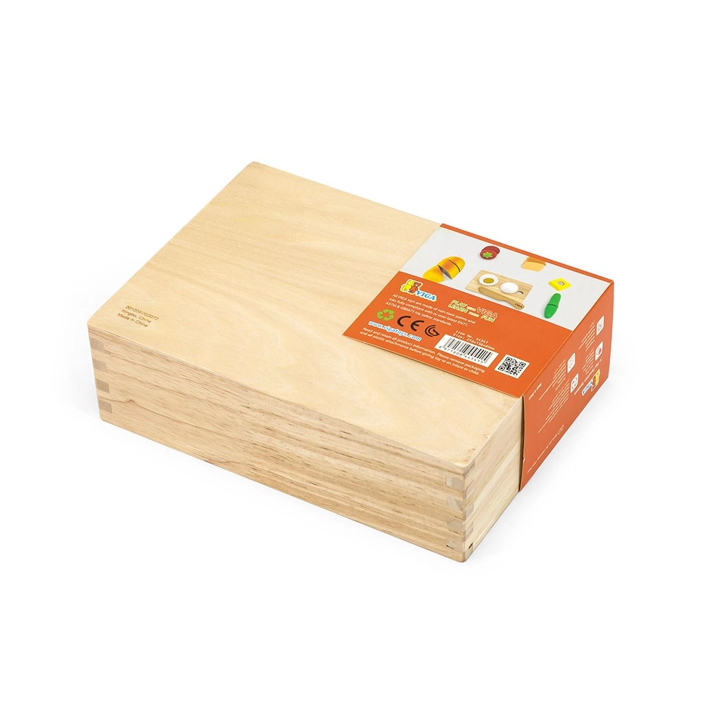 Detský drevený set na krájanie raňajky Viga