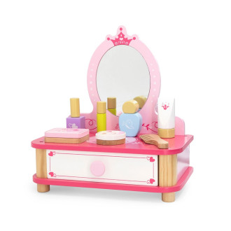 Detský drevený toaletný stolík so zrkadlom a doplnkami Viga