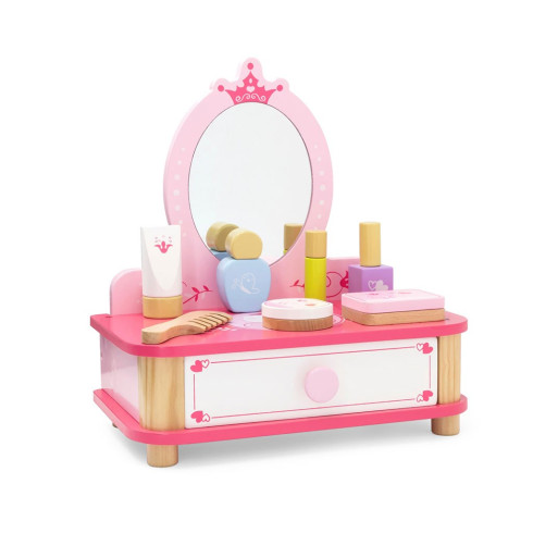 Detský drevený toaletný stolík so zrkadlom a doplnkami Viga