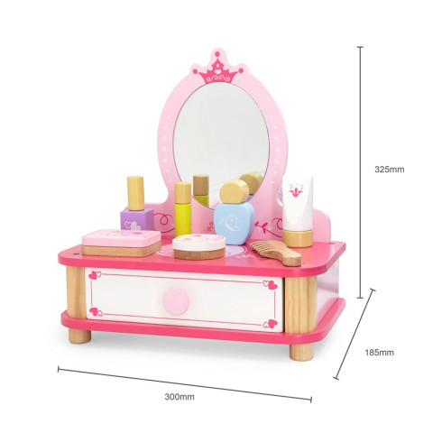 Detský drevený toaletný stolík so zrkadlom a doplnkami Viga