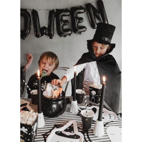 Otroški kostum Drakula s plaščem in klobukom, črno-bel, velikost 116–128