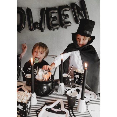 Costum de copil Dracula cu pelerină și pălărie, alb-negru, mărimea 116-128