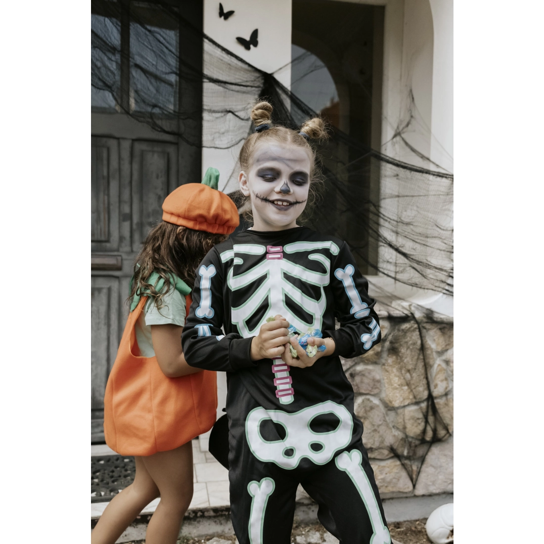 Costum pentru copii schelet, negru, fosforescent, mărime 116-128