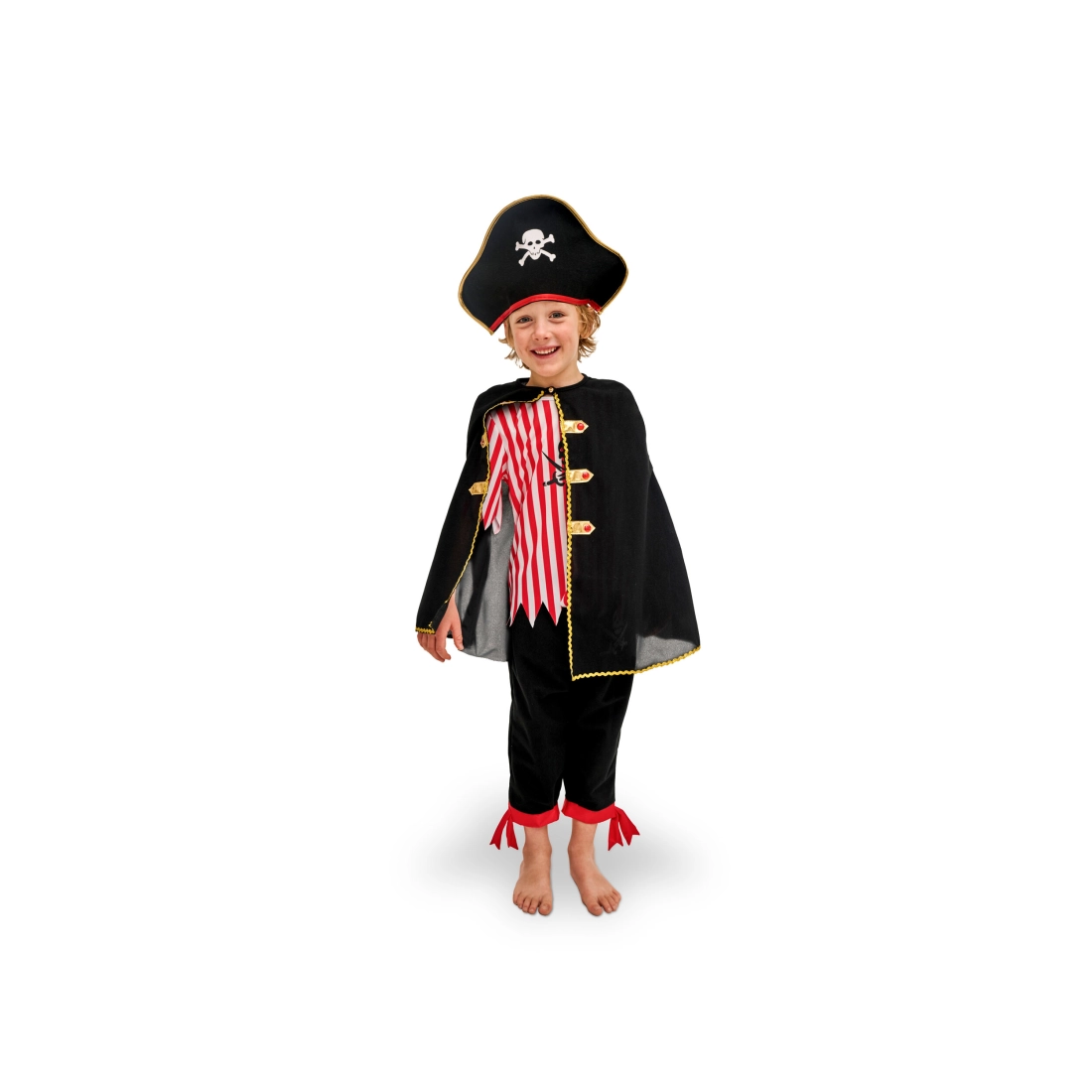 Otroški piratski kostum s plaščem in klobukom 116–128 cm