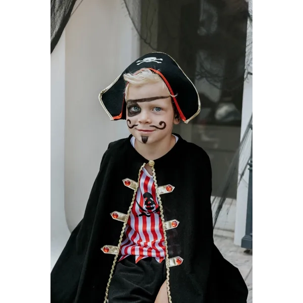 Otroški piratski kostum s plaščem in klobukom 116–128 cm