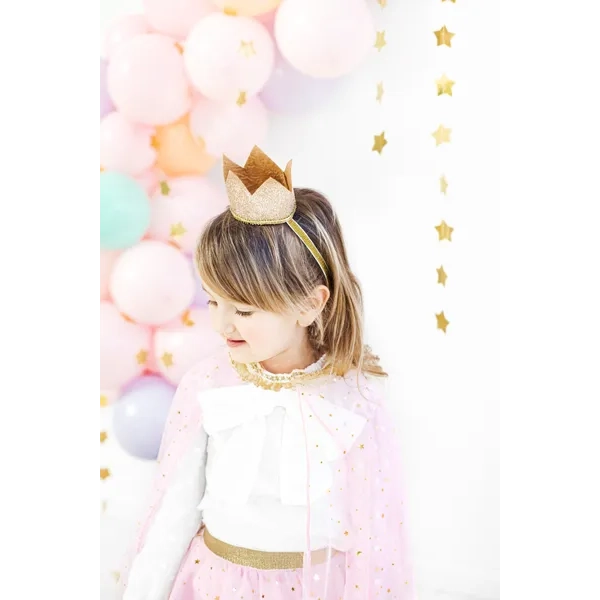 Otroški rožnati plašč za princesko z zlatimi zvezdami