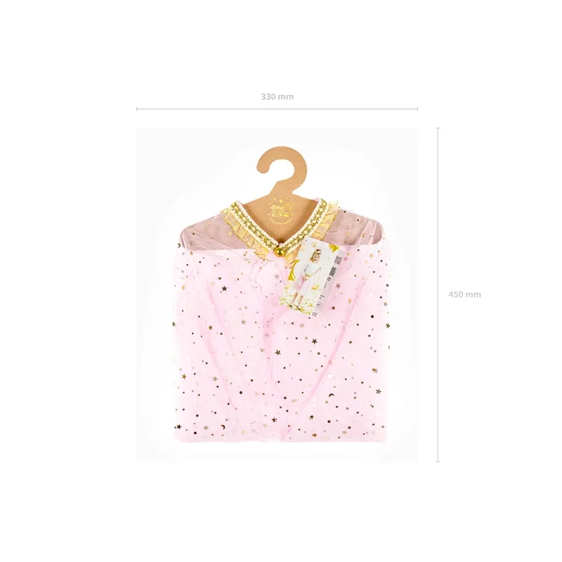 Otroški rožnati plašč za princesko z zlatimi zvezdami