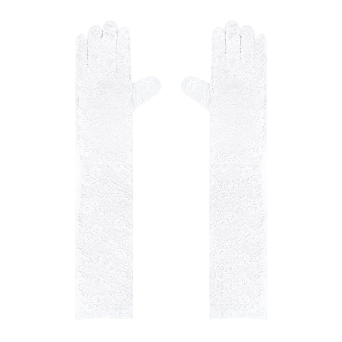Hosszú fehér csipkés kesztyűk bulira, 40 cm