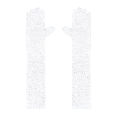 Dlhé čipkované rukavice biele na párty 40 cm