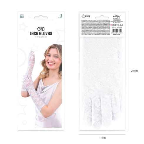 Dlhé čipkované rukavice biele na párty 40 cm