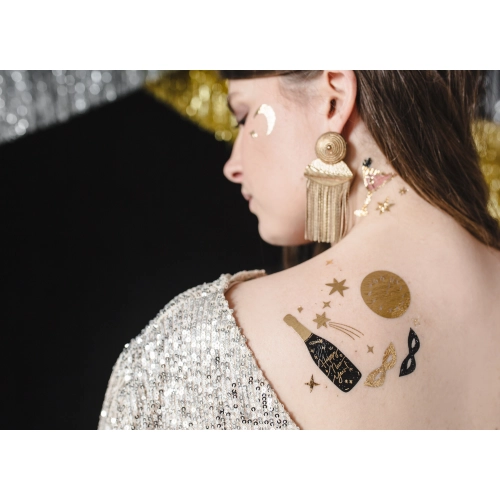 Tatuaje temporare pentru Revelion – mix auriu, 10 modele
