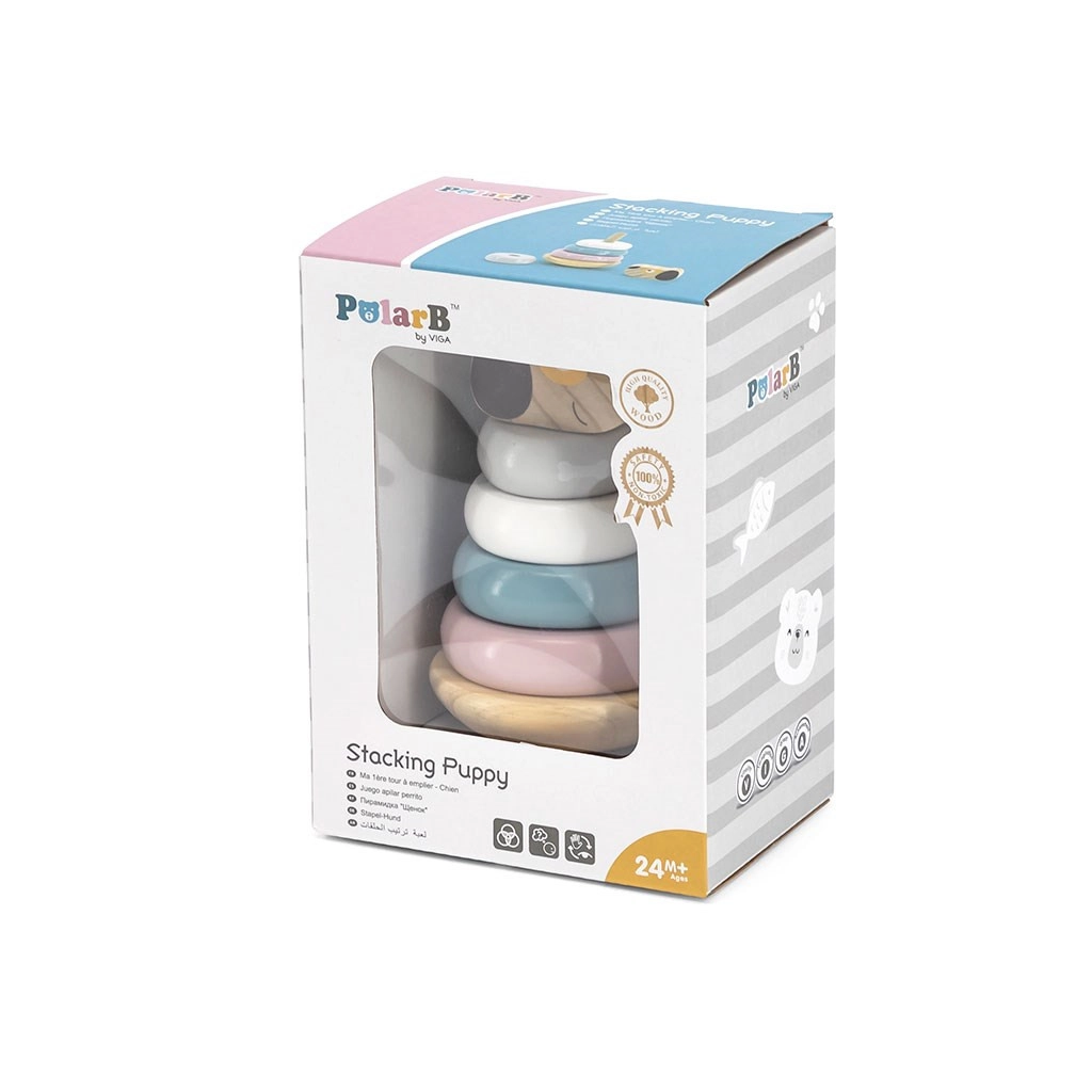 Drevená edukačná pyramída pre deti Viga psík