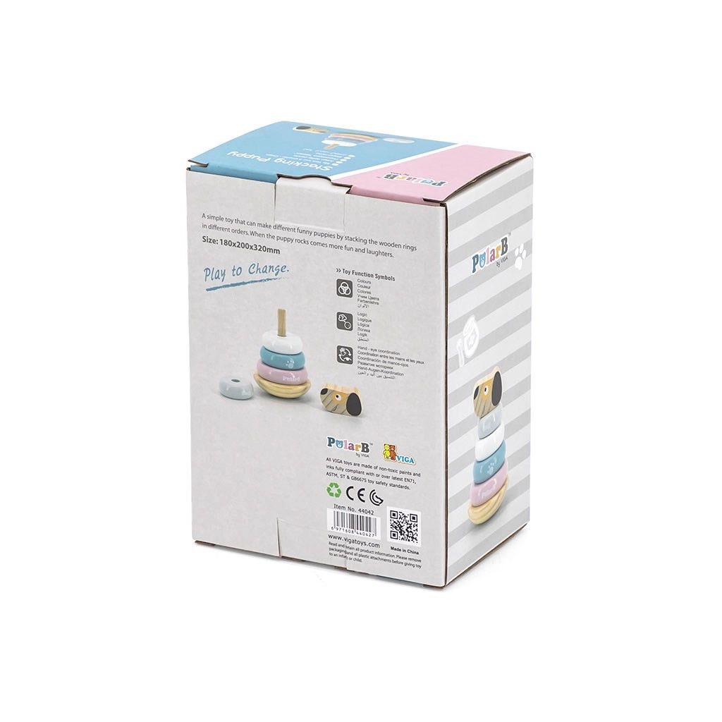 Drevená edukačná pyramída pre deti Viga psík