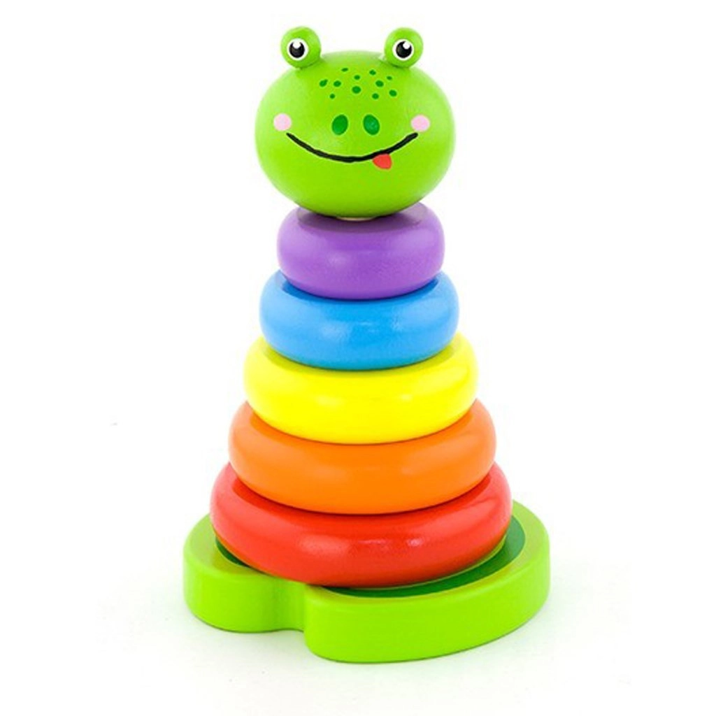 Drevená edukačná pyramída pre deti Viga žaba