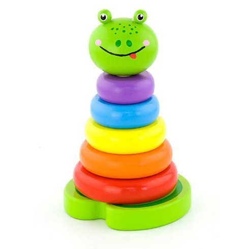 Drevená edukačná pyramída pre deti Viga žaba