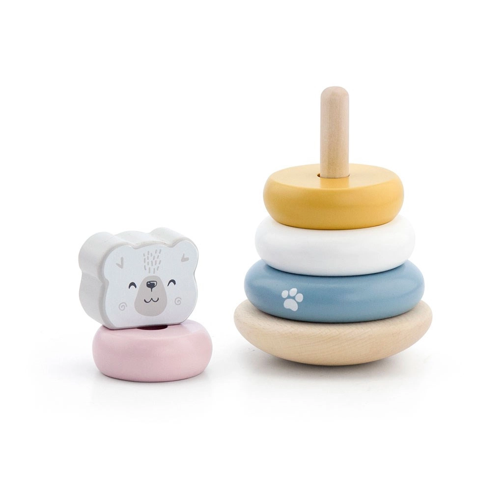 Drevená skladacia pyramída pre deti Viga medveď