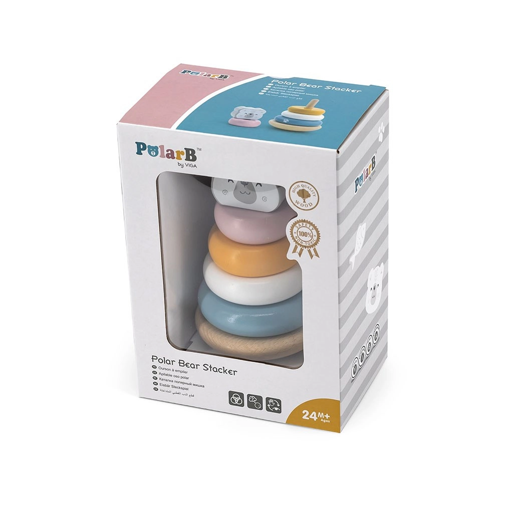 Drevená skladacia pyramída pre deti Viga medveď