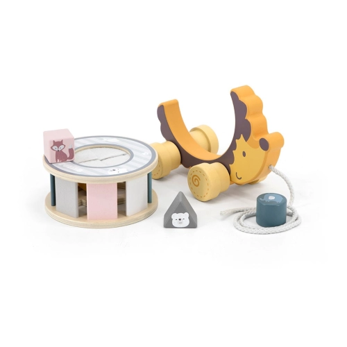 Dřevěná tahací a vkládací hračka na šňůrce Viga ježek