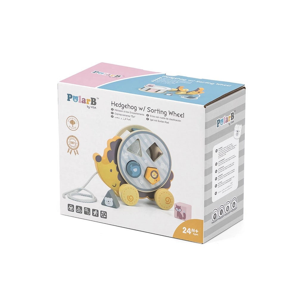 Drevená ťahacia a vkladacia hračka pre deti Viga ježko