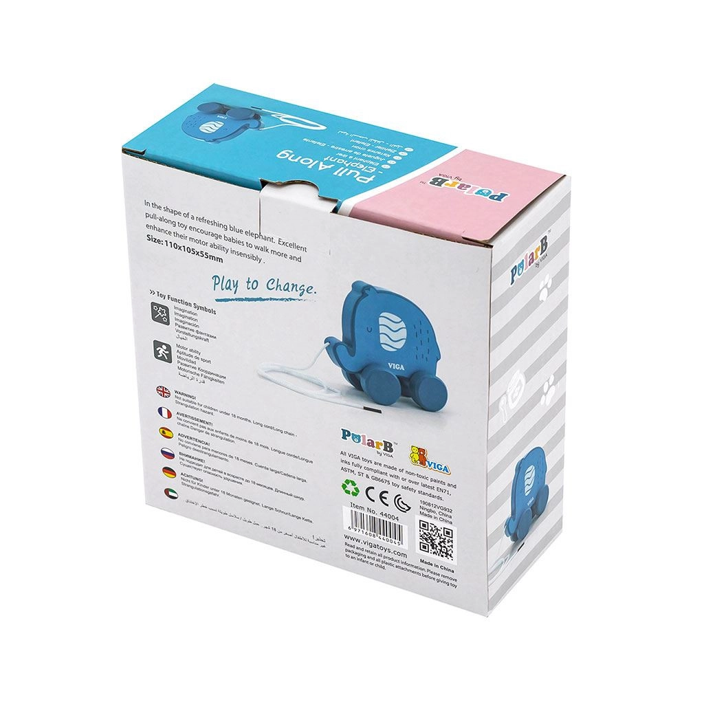 Drevená ťahacia hračka pre deti Viga slon