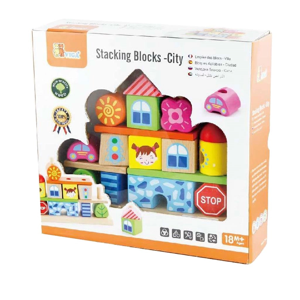 Drevené kocky pre deti Viga Mesto