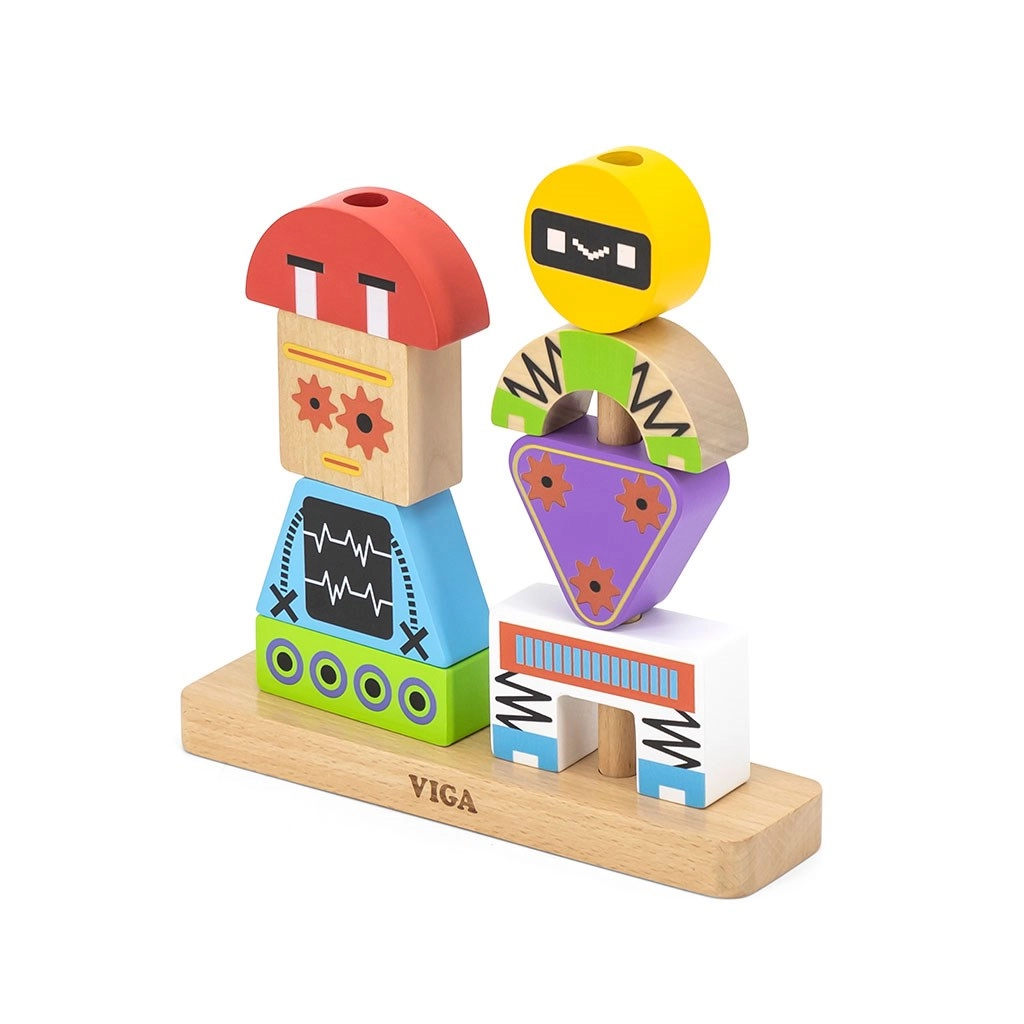 Drevené kocky pre deti Viga Robot