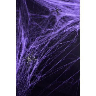 Lila halloween-i pókháló pókokkal, dekoráció 60 g