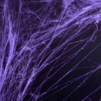 Lila halloween-i pókháló pókokkal, dekoráció 60 g