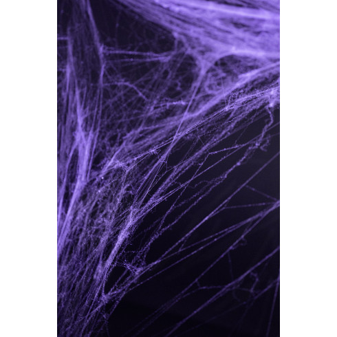 Lila halloween-i pókháló pókokkal, dekoráció 60 g