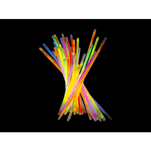 Fluoreszkáló világító karkötők 20 cm, színmix, 100 db csatlakozókkal