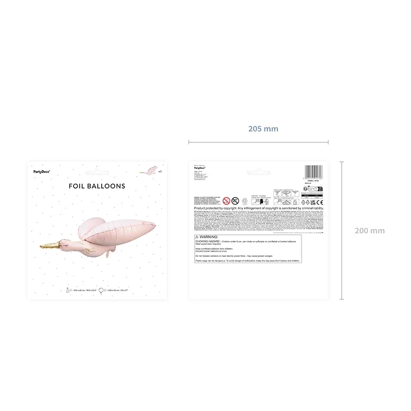 Balon folie Stork roz deschis 103x60 cm