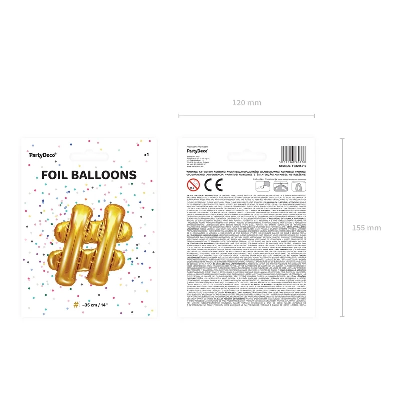 Arany fólia lufi szám, 35 cm születésnapra