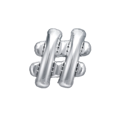 Ezüst fólia lufi szám, 35 cm