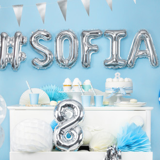 Srebrni folijski balon broj 35 cm